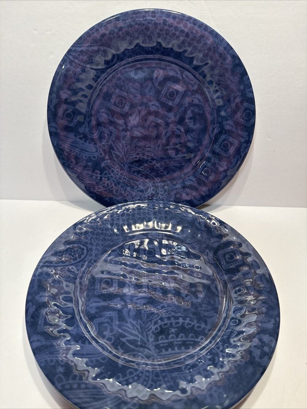 Set of 4 Southern Living Melamine Plates Navy Exclusively Dillards 9.25"